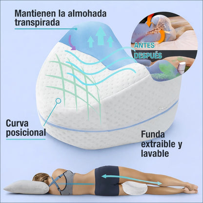 ¡Duerme bien, Vive mejor! Almohada Ergonómica para Piernas y Rodillas.