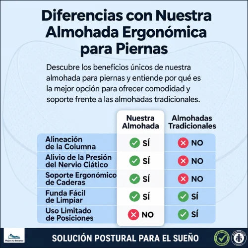 ¡Duerme bien, Vive mejor! Almohada Ergonómica para Piernas y Rodillas.