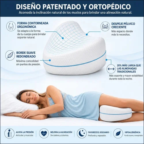 ¡Duerme bien, Vive mejor! Almohada Ergonómica para Piernas y Rodillas.