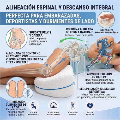 ¡Duerme bien, Vive mejor! Almohada Ergonómica para Piernas y Rodillas.