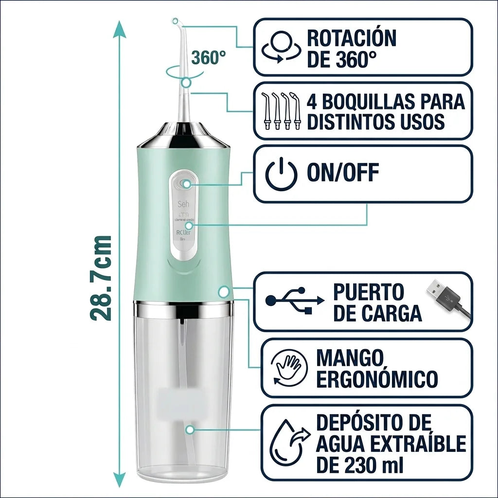 ¡Sonrisa de Cine en 2 Semanas! Irrigador Dental Pro.