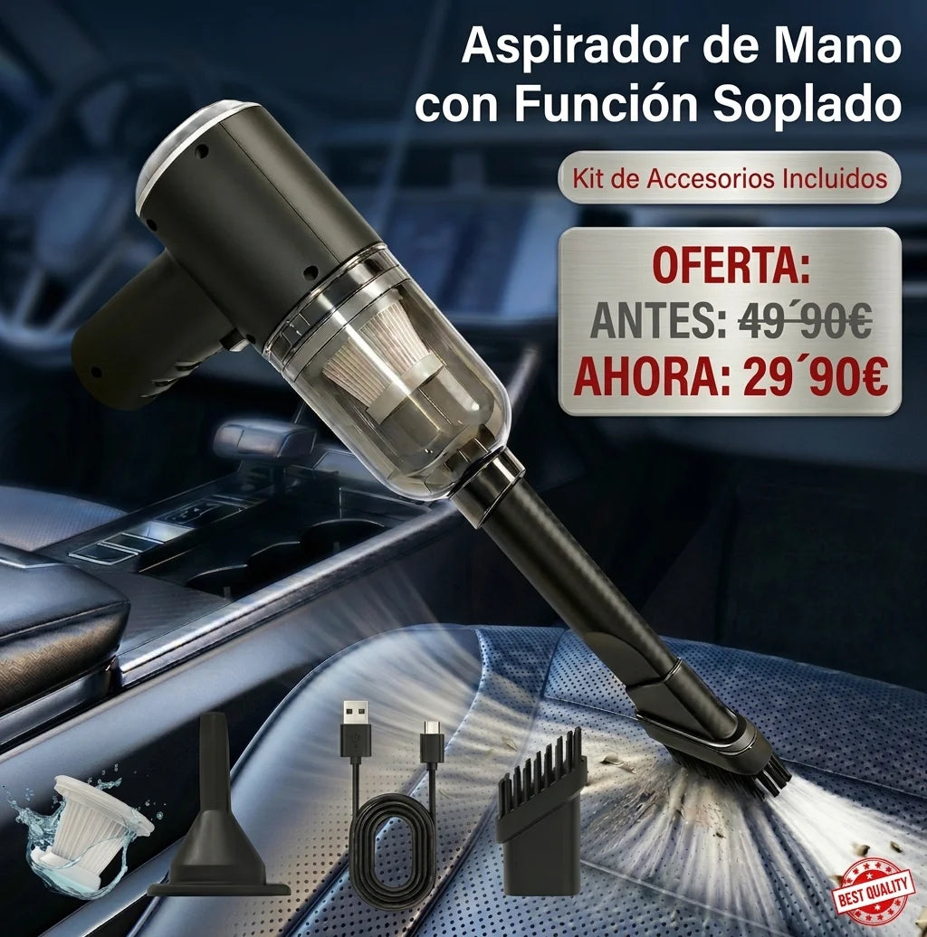 ¡Ahorra Tiempo y Dinero! Aspirador de Mano con Función Soplado.