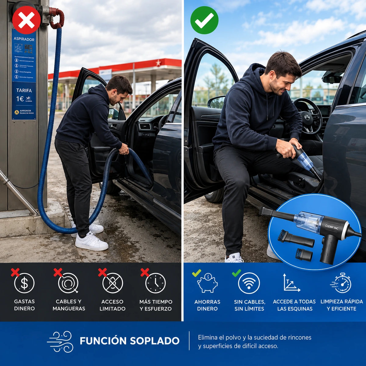¡Ahorra Tiempo y Dinero! Aspirador de Mano con Función Soplado.