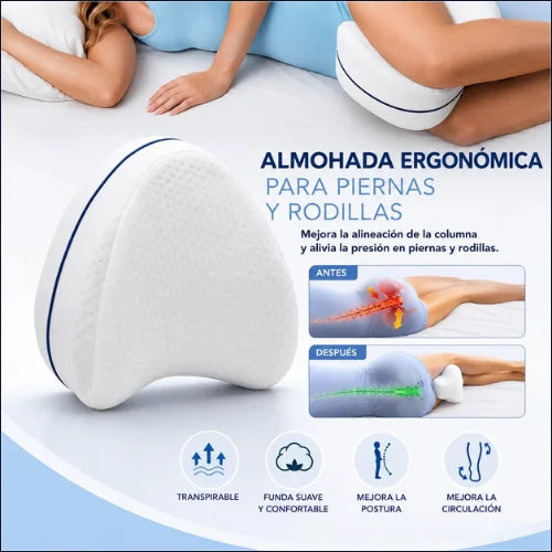 ¡Duerme bien, Vive mejor! Almohada Ergonómica para Piernas y Rodillas.