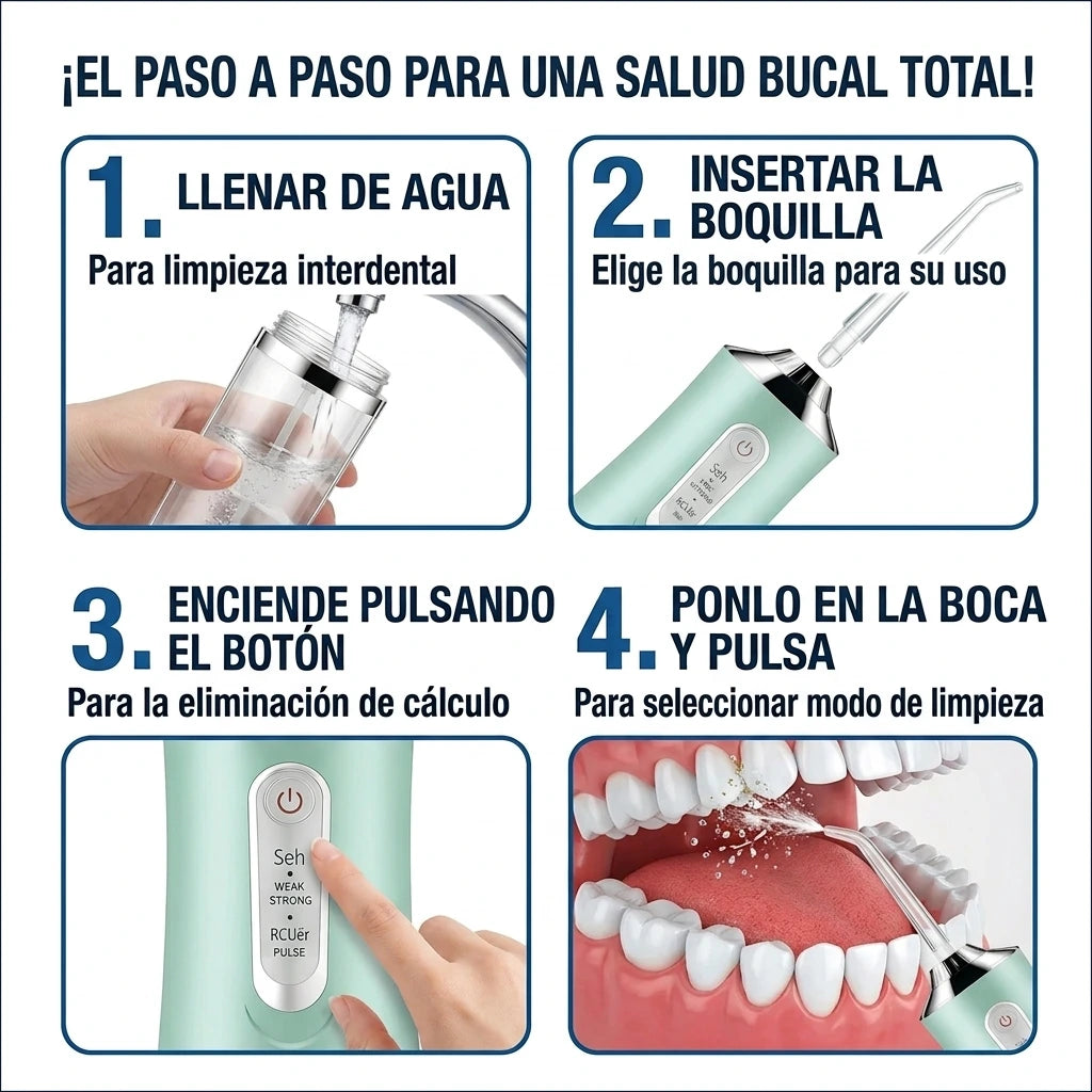 ¡Sonrisa de Cine en 2 Semanas! Irrigador Dental Pro.
