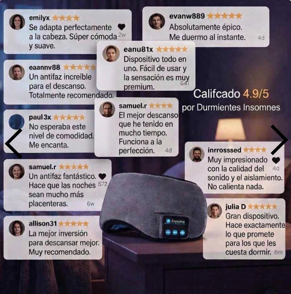 ¡Duerme tranquil@, Duerme mejor! Relax Bluetooth Sleep Mask.